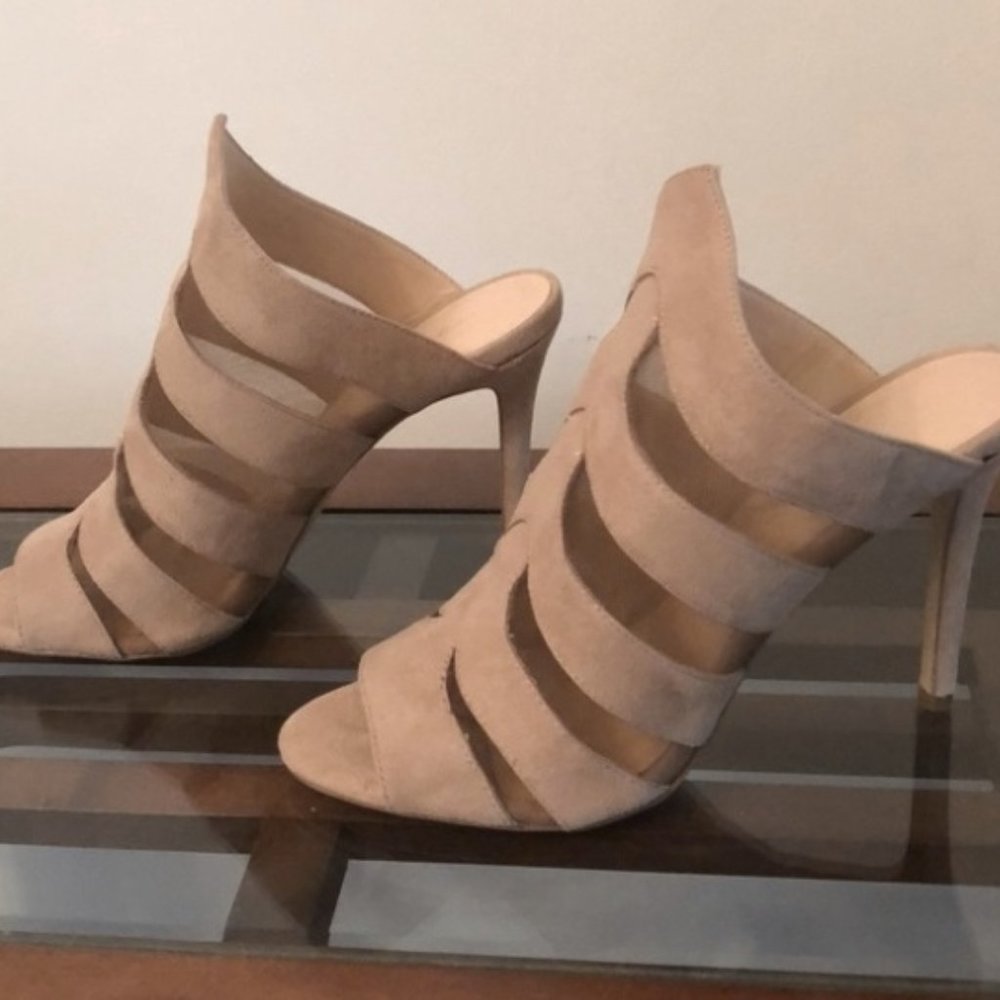 New Daya by Zendaya Nude Beige Open Tote Norwell Mule Heels Sandals Shoe - Picture 5 of 8